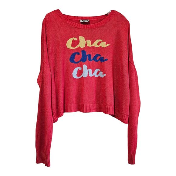 SHOW ME YOUR MUMU Women L Sweater Cha Cha Cha Cropped Oversized Long Sleeve 54" - Picture 1 of 7